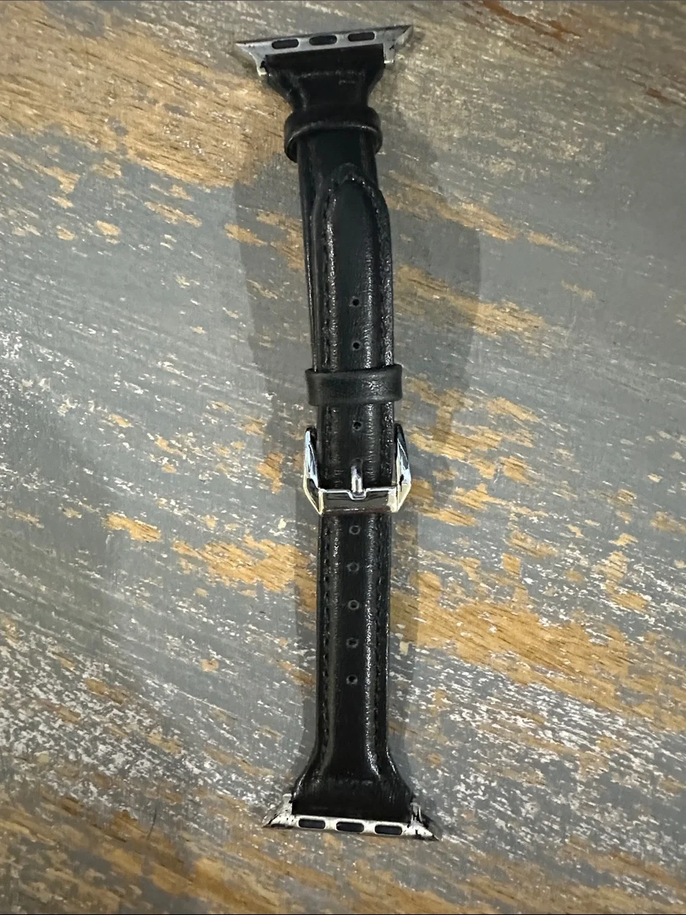 Interchangeable Watch Bands - Black Leather & Silver Metal Trio